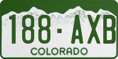 CO license plate 188AXB