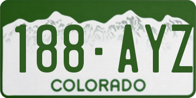 CO license plate 188AYZ