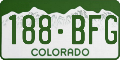 CO license plate 188BFG