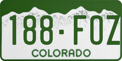 CO license plate 188FOZ