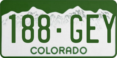 CO license plate 188GEY