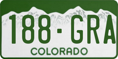 CO license plate 188GRA