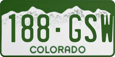 CO license plate 188GSW