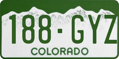 CO license plate 188GYZ