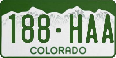 CO license plate 188HAA