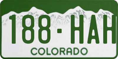 CO license plate 188HAH