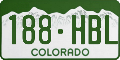 CO license plate 188HBL