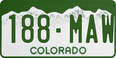 CO license plate 188MAW