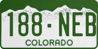 CO license plate 188NEB