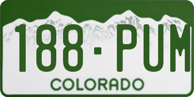 CO license plate 188PUM