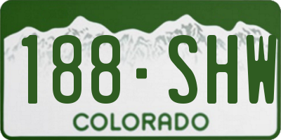 CO license plate 188SHW