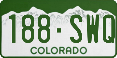 CO license plate 188SWQ