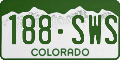CO license plate 188SWS