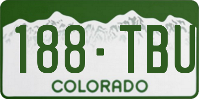 CO license plate 188TBU