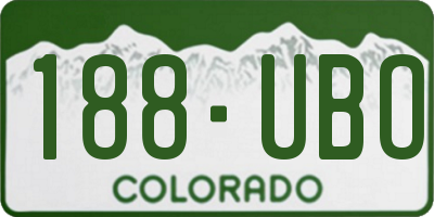 CO license plate 188UBO