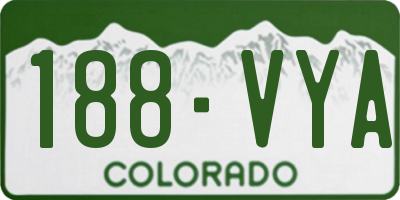 CO license plate 188VYA