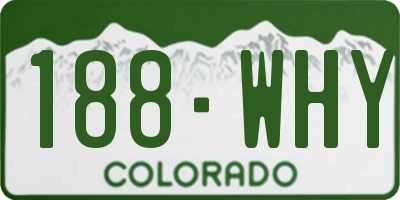 CO license plate 188WHY
