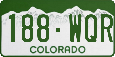 CO license plate 188WQR
