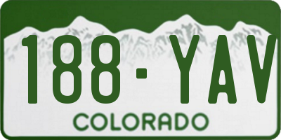 CO license plate 188YAV