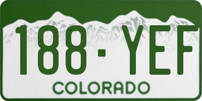 CO license plate 188YEF