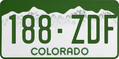 CO license plate 188ZDF