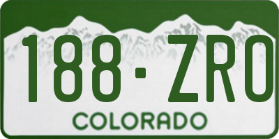 CO license plate 188ZRO