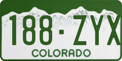 CO license plate 188ZYX