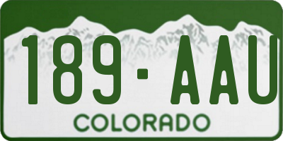 CO license plate 189AAU