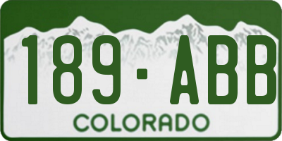 CO license plate 189ABB