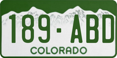 CO license plate 189ABD