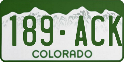 CO license plate 189ACK