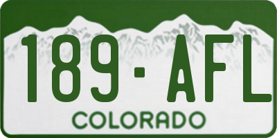 CO license plate 189AFL