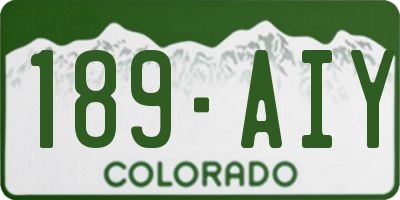 CO license plate 189AIY
