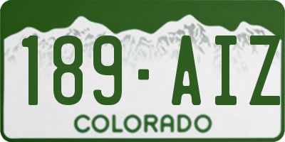 CO license plate 189AIZ
