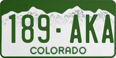 CO license plate 189AKA