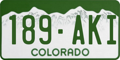 CO license plate 189AKI