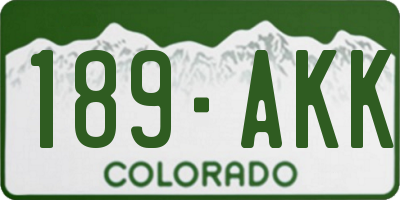 CO license plate 189AKK