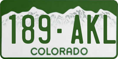 CO license plate 189AKL