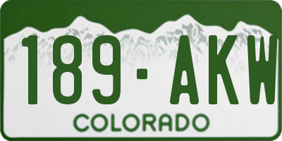 CO license plate 189AKW