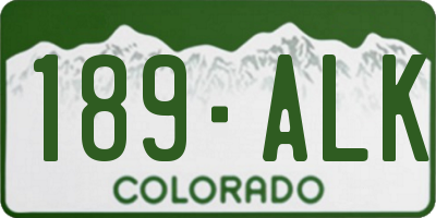 CO license plate 189ALK