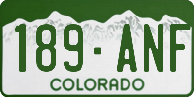 CO license plate 189ANF