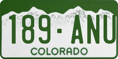 CO license plate 189ANU