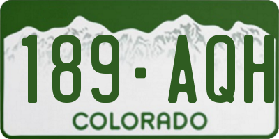 CO license plate 189AQH