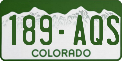 CO license plate 189AQS
