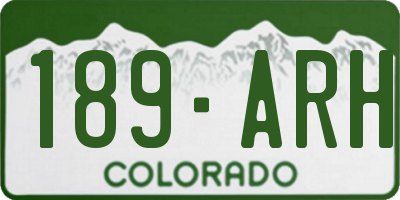 CO license plate 189ARH