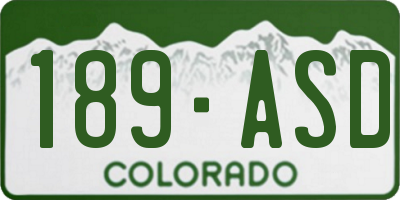 CO license plate 189ASD