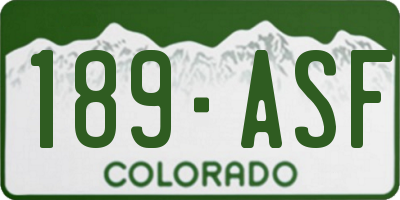CO license plate 189ASF