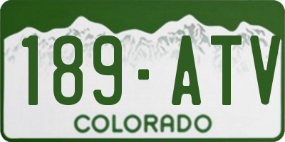 CO license plate 189ATV