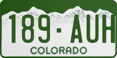 CO license plate 189AUH