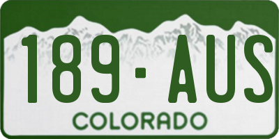 CO license plate 189AUS